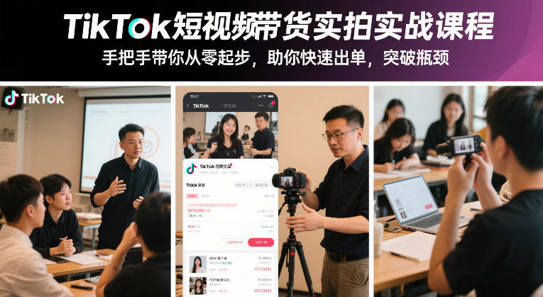 TikTok短视频带货实拍实战课程,手把手带你从零起步,助你快速出单,突破瓶颈-优优云网创