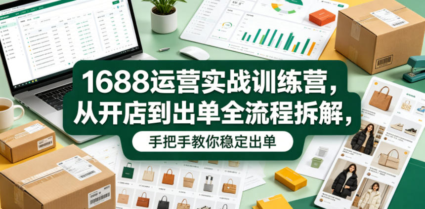 1688运营实战训练营,从开店到出单全流程拆解,手把手教你稳定出单-优优云网创
