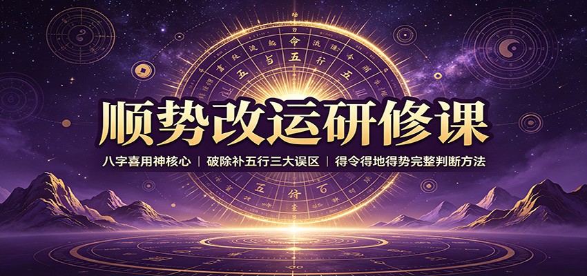 顺势改运研修课:八字喜用神核心,破除补五行三大误区,得令得地得势完整判断方法-优优云网创