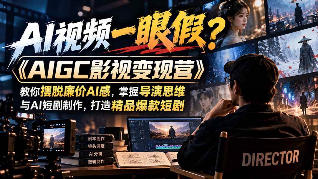 (21133期)【无水印】AI视频一眼假?《AIGC影视变现营》教你摆脱廉价AI感,掌握导演思维与AI短剧制作,打造精品爆款短剧-优优云网创-中创网