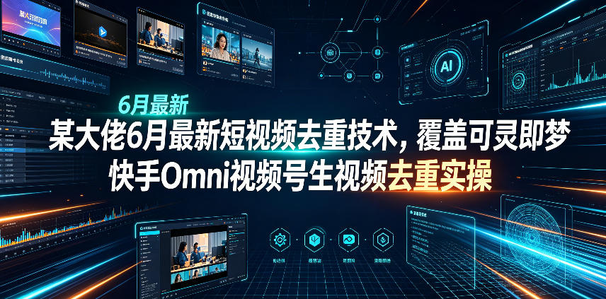 某大佬6月最新短视频去重技术，覆盖可灵即梦快手Omni视频号生视频去重实操-优优云网创