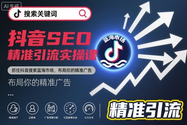 抖音SEO精准引流实操课，抓住抖音搜索蓝海市场，布局你的精准广告-优优云网创