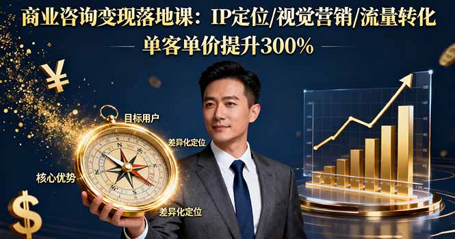 商业咨询变现落地课:IP定位/视觉营销/流量转化,单客单价提升300%-优优云网创