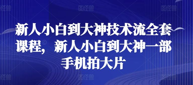 新人小白到大神技术流全套课程,新人小白到大神一部手机拍大片-优优云网创