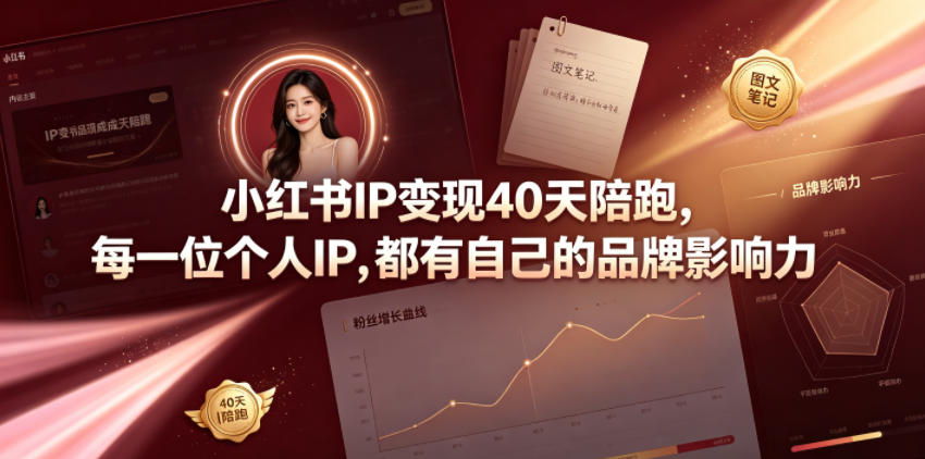 小红书IP变现40天陪跑,每一位个人IP,都有自己的品牌影响力-优优云网创