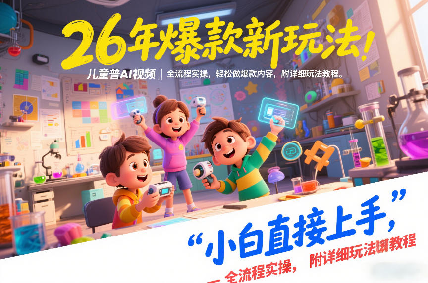 26年爆款新玩法,儿童科普AI视频,全流程实操,轻松做爆款内容,小白直接上手,附详细玩法教程-优优云网创