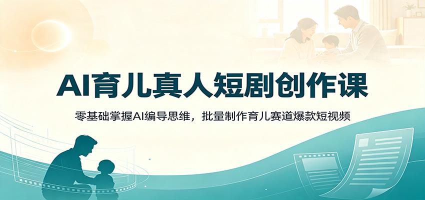 AI育儿真人短剧创作课:零基础掌握AI编导思维,批量制作育儿赛道爆款短视频-优优云网创