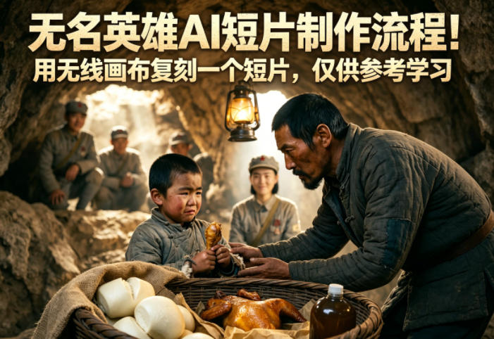 无名英雄AI短片制作流程!用无线画布复刻一个短片,仅供参考学习-优优云网创
