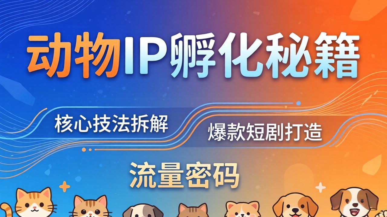 动物IP孵化全套秘籍,三大核心技法拆解,打造爆款萌宠短剧,轻松拿捏赛道流量密码-优优云网创