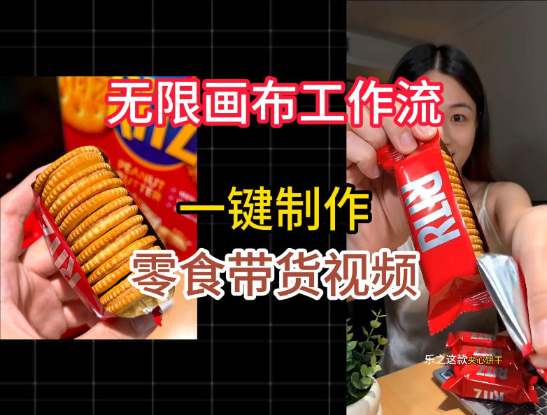 无限画布工作流一键制作零食带货视频,操作简单实操教学-优优云网创
