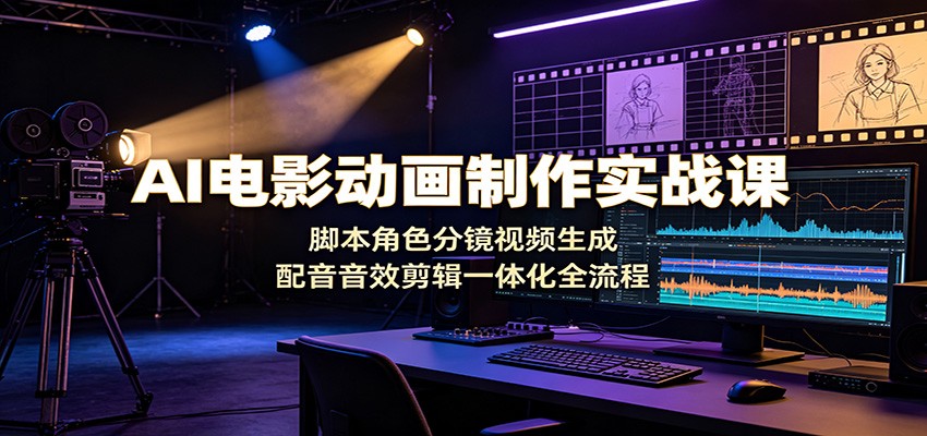 AI电影动画制作实战课:脚本角色分镜视频生成,配音音效剪辑一体化全流程-优优云网创