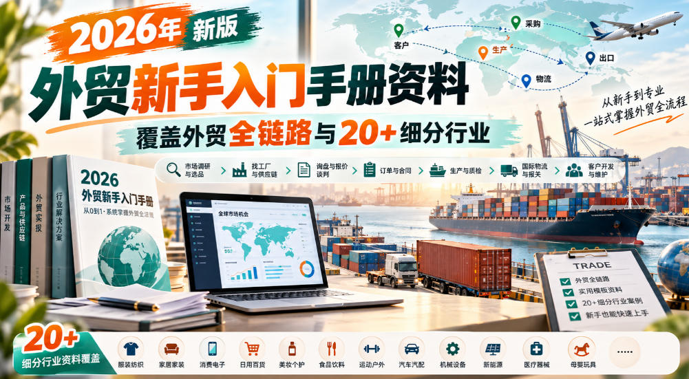 2026年新版外贸新手入门手册资料,覆盖外贸全链路与20+细分行业-优优云网创-中创网