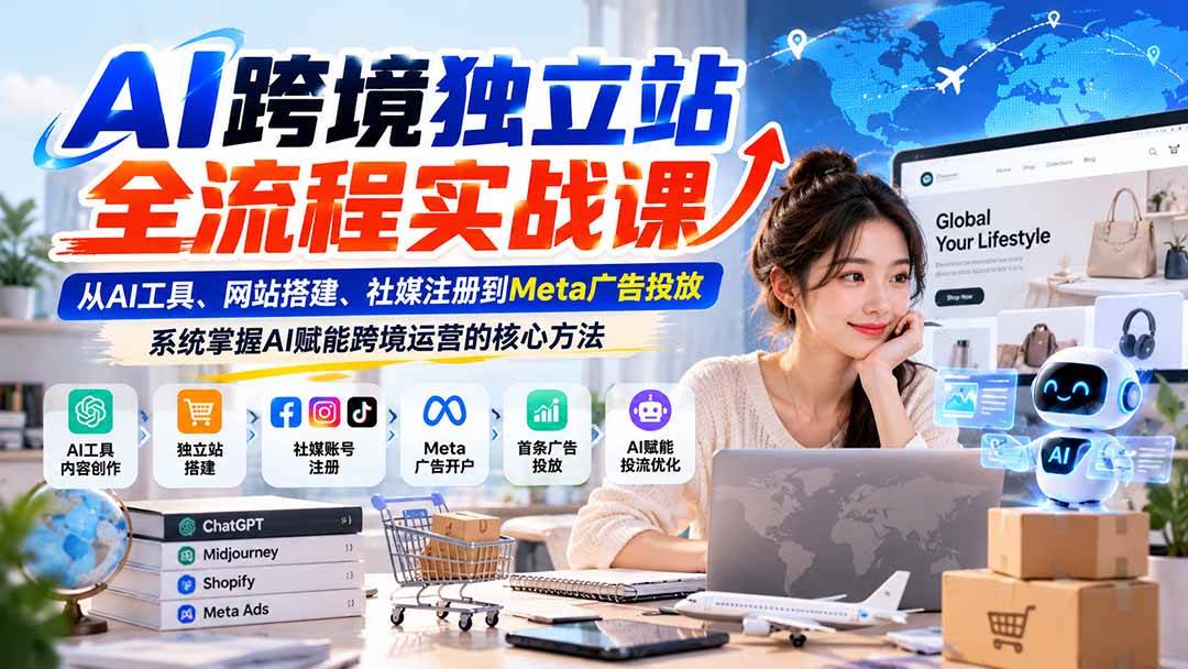 （21056期）AI跨境独立站全流程实战课：从AI工具、网站搭建、社媒注册到Meta广告投放，系统掌握AI赋能跨境运营的核心方法-优优云网创-中创网