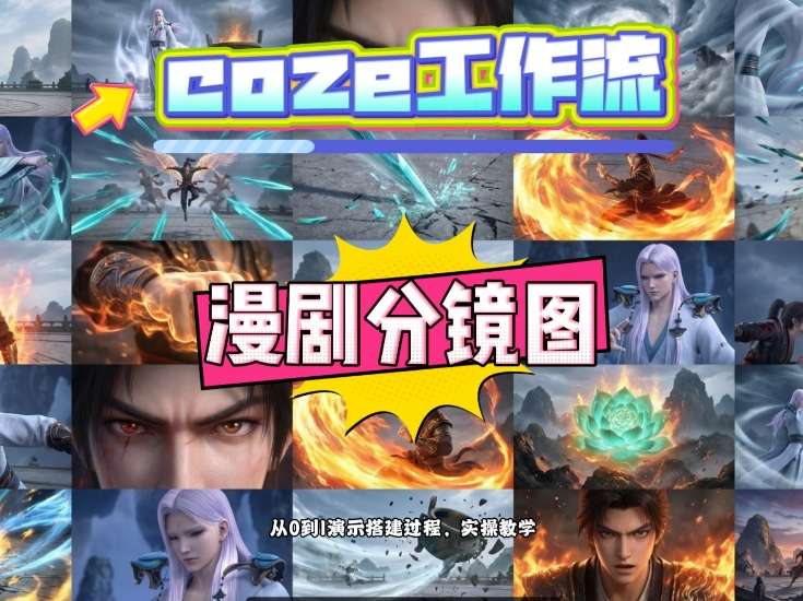 通过Coze工作流,制作《动漫分镜图》,两分钟制作完成25宫格分镜图,从0到1演示搭建过程,实操教学-优优云网创