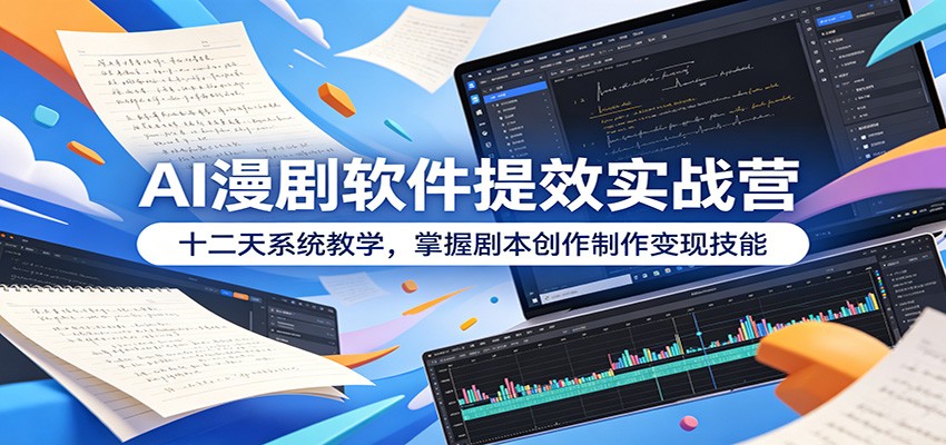 AI漫剧软件提效实战营:十二天系统教学,掌握剧本创作制作变现技能-优优云网创