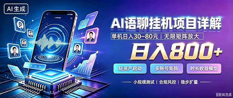 (20314期)AI语聊挂机,日入800+,适用个人副业,工作室矩阵操作-优优云网创-中创网