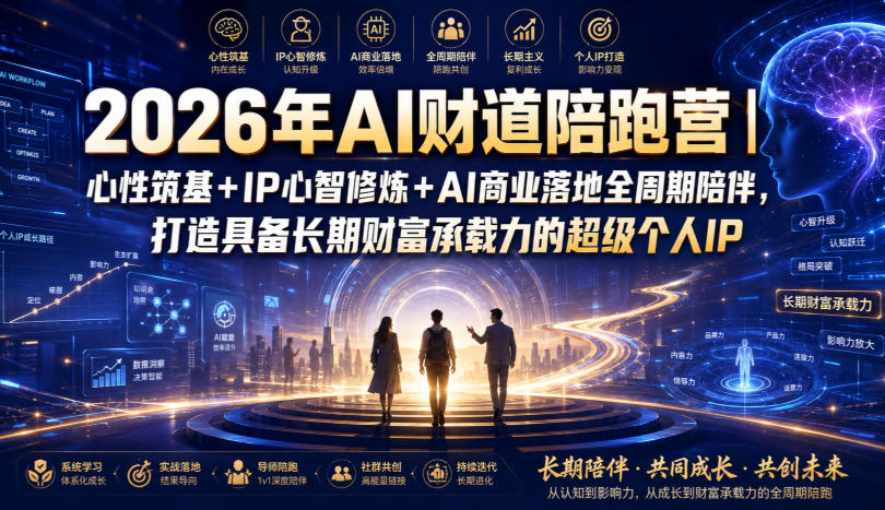 2026年AI财道陪跑营|心性筑基+IP心智修炼+AI商业落地全周期陪伴,打造具备长期财富承载力的超级个人IP-优优云网创