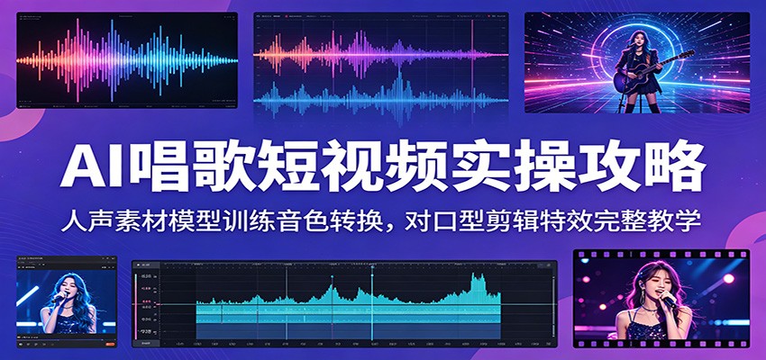 AI唱歌短视频实操攻略:人声素材模型训练音色转换,对口型剪辑特效完整教学-优优云网创