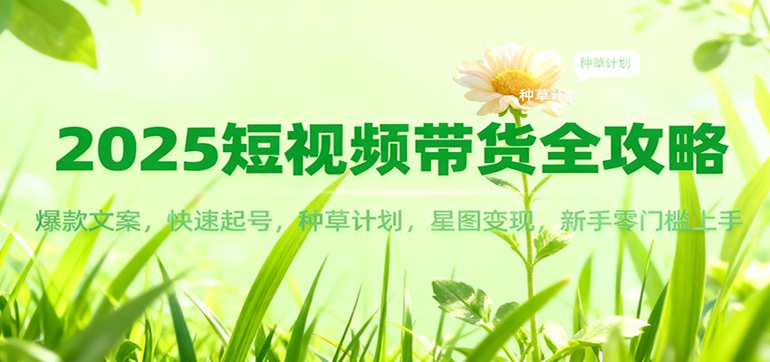 2025短视频带货全攻略:爆款文案,快速起号,种草计划,星图变现,新手零门槛上手-优优云网创