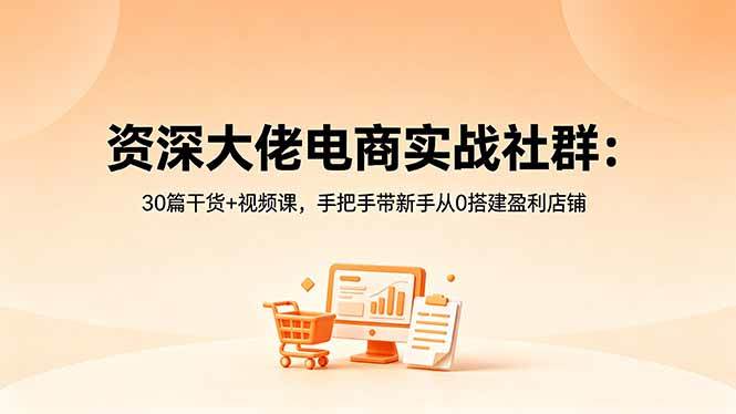 (18529期)资深大佬电商实战社群:30篇干货+视频课,手把手带新手从0搭建盈利店铺-优优云网创