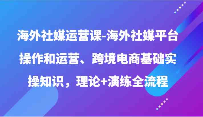 海外社媒运营课-海外社媒平台操作和运营、跨境电商基础实操知识，理论+演练全流程-优优云网创