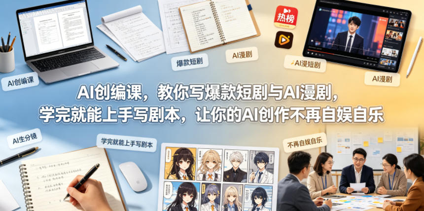 AI创编课，教你写爆款短剧与AI漫剧，学完就能上手写剧本，让你的AI创作不再自娱自乐-优优云网创