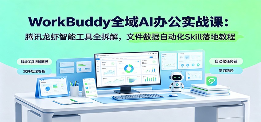WorkBuddy全域AI办公实战课:腾讯龙虾智能工具全拆解,文件数据自动化Skill落地教程-优优云网创