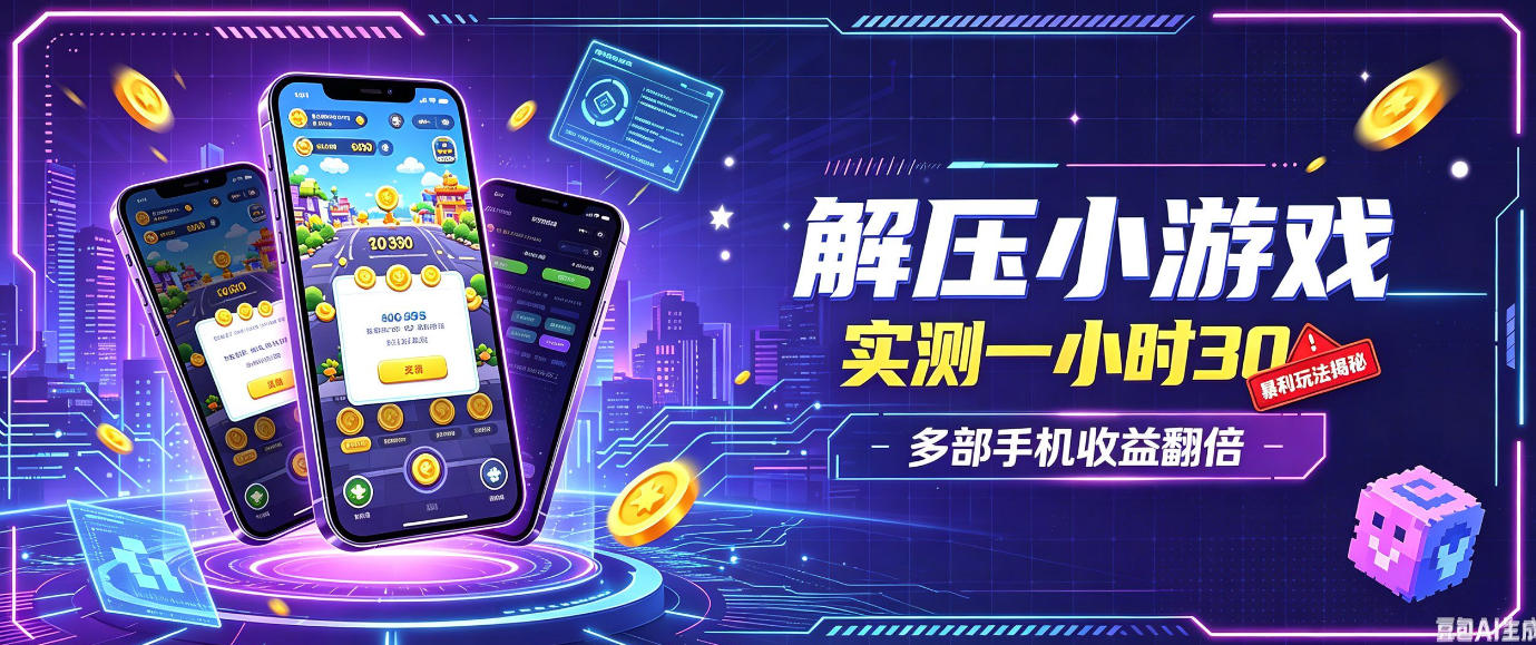 小游戏全流程玩法,实测一小时搞30,简单无脑解压,当天做当天就能看到进账,直接冲就行【揭秘】-优优云网创-中创网