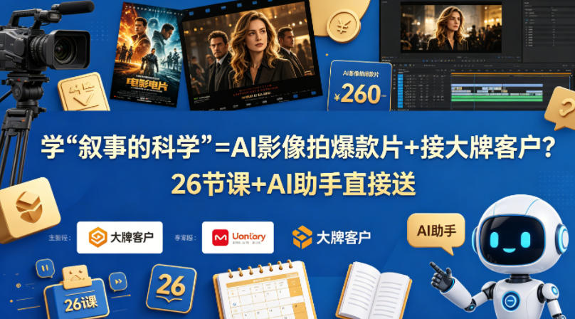 学《叙事的科学》=AI影像拍爆款片+接大牌客户?26节课+AI助手直接送【原创双语字幕】-优优云网创