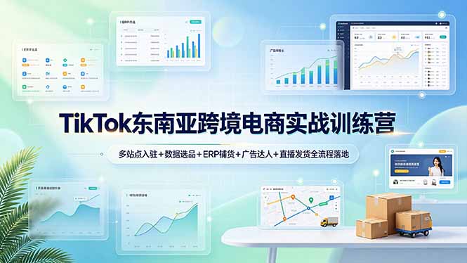 TikTok东南亚跨境电商实战训练营：多站点入驻+数据选品+ERP铺货+广告达人+直播发货全流程落地-优优云网创