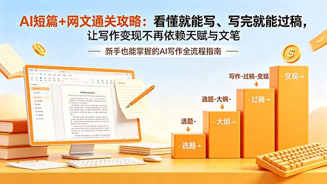AI短篇+网文通关攻略-更新:看懂就能写、写完就能过稿,让写作变现不再依赖天赋与文笔-优优云网创