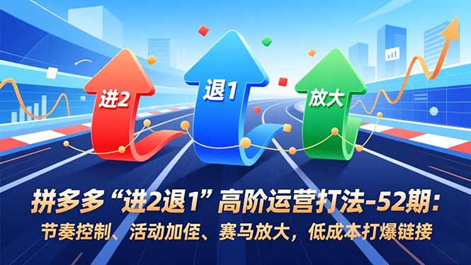 拼多多“进2退1”高阶运营打法-52期：节奏控制、活动加权、赛马放大，低成本打爆链接-优优云网创