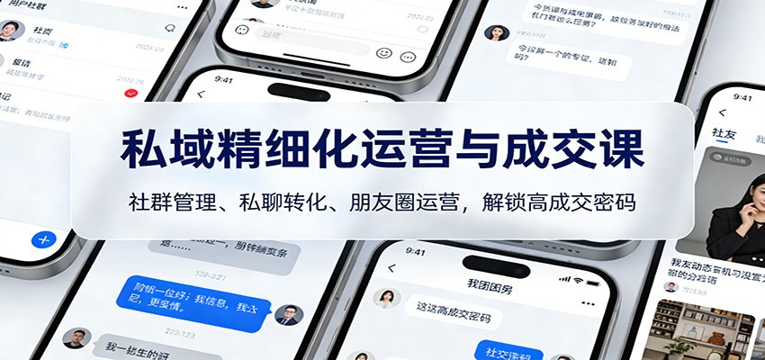 私域精细化运营与成交课:社群管理、私聊转化、朋友圈运营,解锁高成交密码-优优云网创