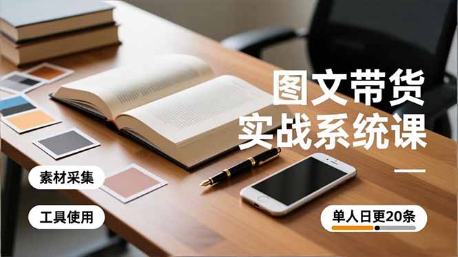 图文带货实战系统课，工具使用、素材采集、防同质化，单人日更20条月入3w+-优优云网创