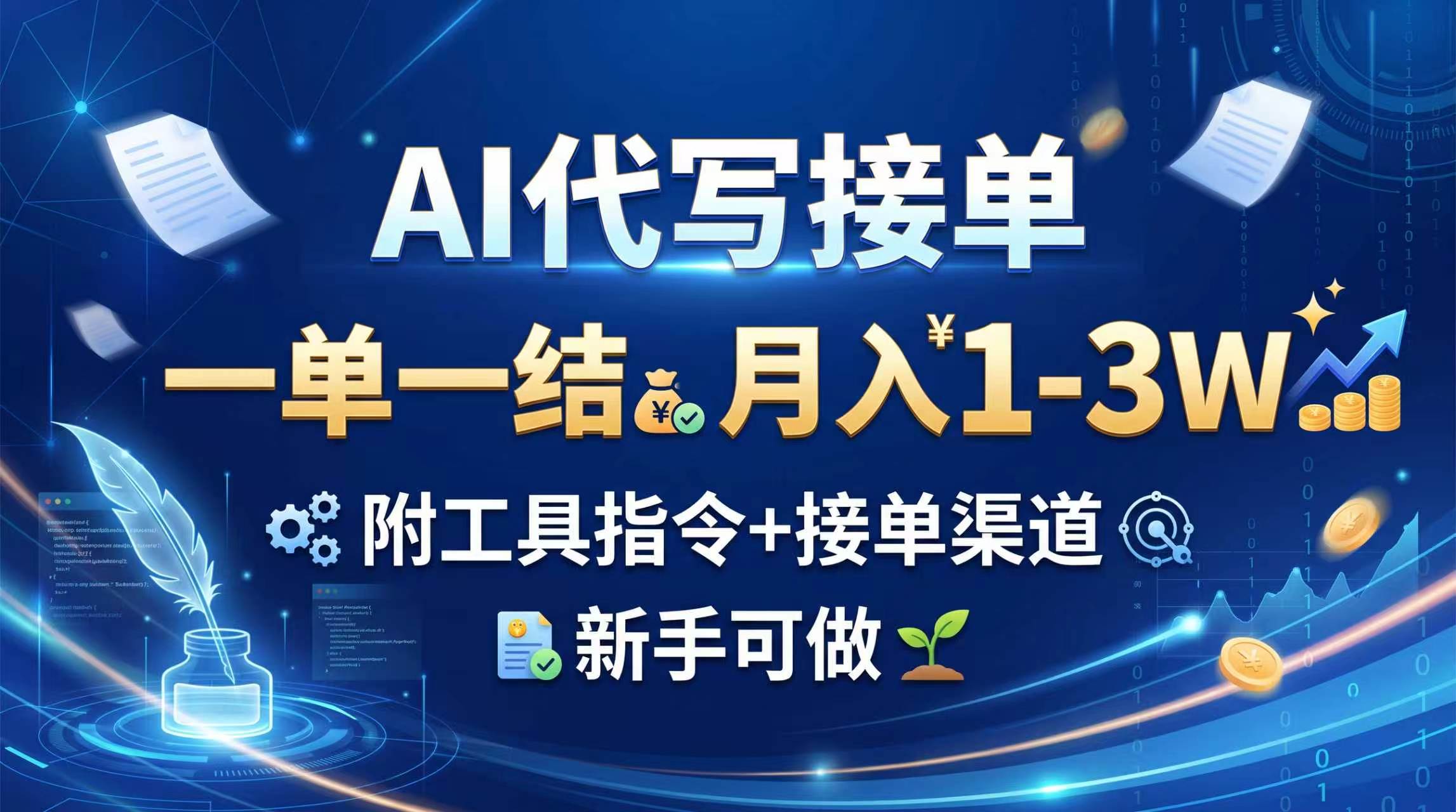 （20343期）AI代写接单，一单一结，月入1-3W，附工具指令+接单渠道，新手可做-优优云网创-中创网