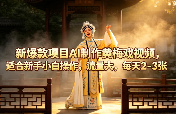 新爆款项目AI制作黄梅戏视频,适合新手小白操作,流量大,每天2-3张-优优云网创