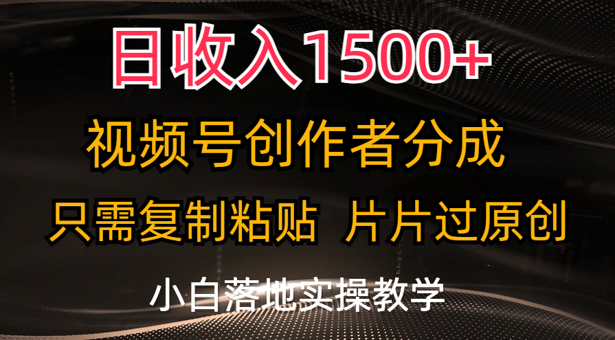 (11339期)日收入1500+,视频号创作者分成,只需复制粘贴,片片过原创,小白也可…-优优云网创