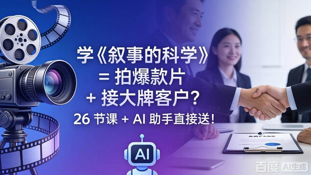 （18302期）学《叙事的科学》= 拍爆款片 + 接大牌客户？26 节课 + AI 助手直接送！-优优云网创