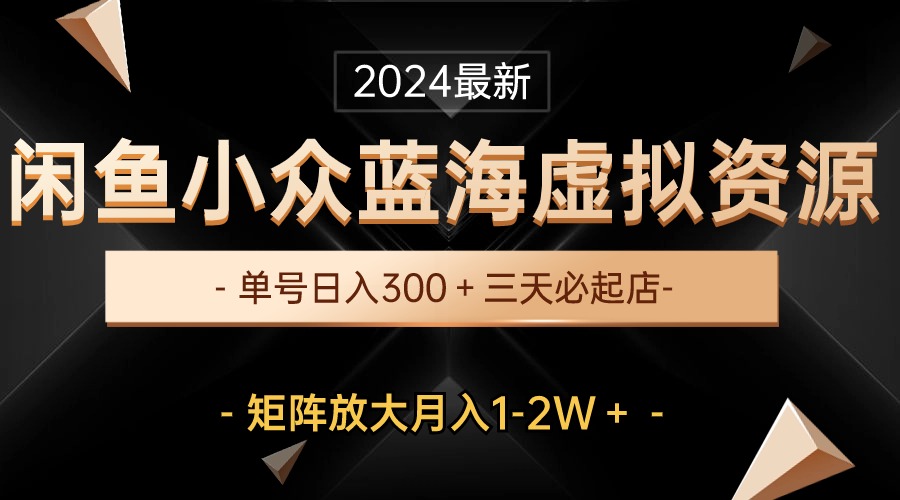 (10336期)最新闲鱼小众蓝海虚拟资源,单号日入300+,三天必起店,矩阵放大月入1-2W-优优云网创
