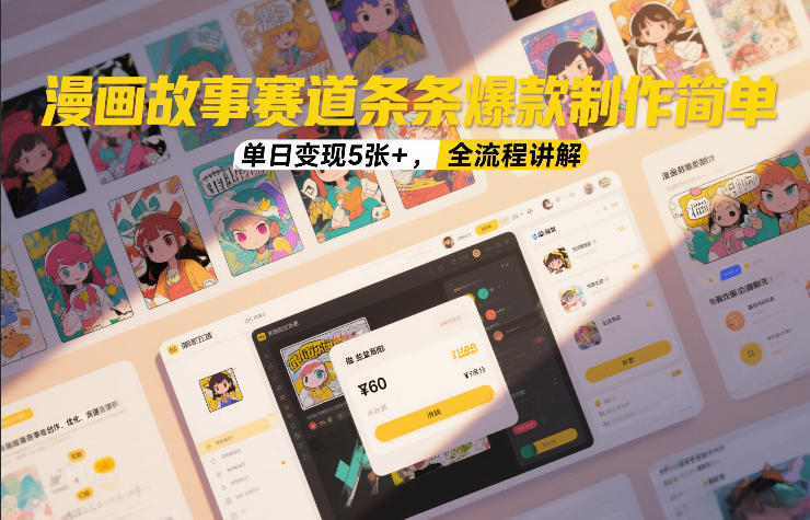 漫画故事赛道条条爆款制作简单,单日变现5张+,全流程讲解-优优云网创