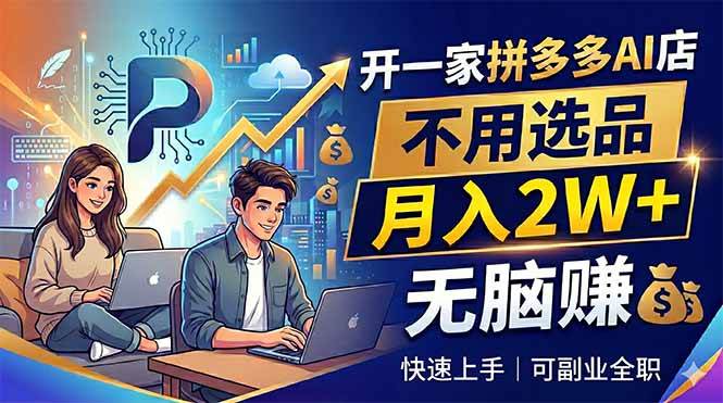 (18520期)开一家拼多多AI店,不用选品,月入2W+,无脑赚,可副业全职-优优云网创