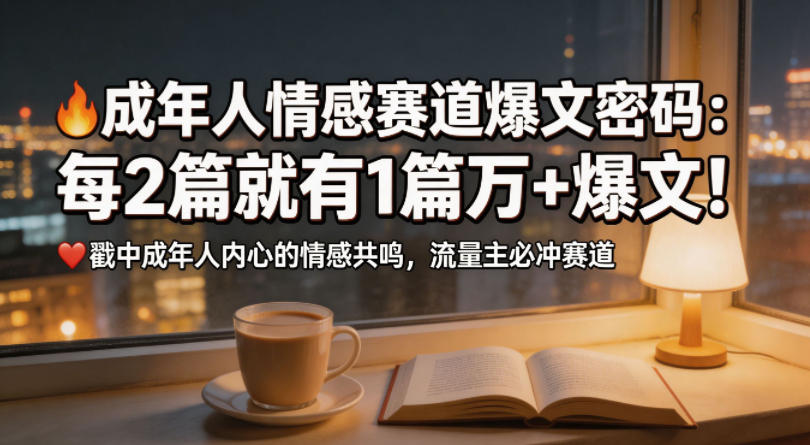 公众号流量主成年人情感心理赛道,流量最大,受众最广的主流赛道之一,平均每2篇就有1篇万爆文章-优优云网创