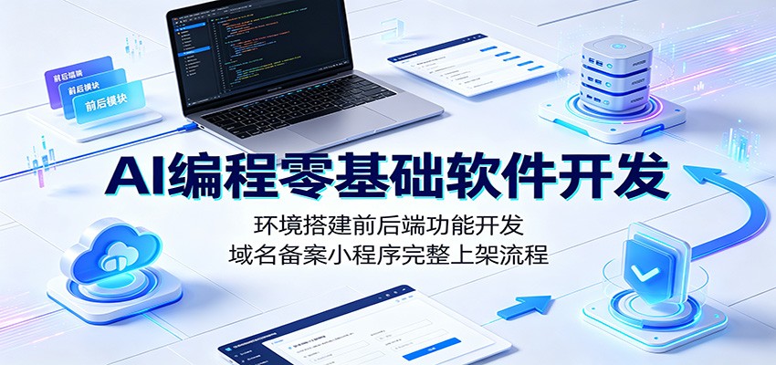 AI编程零基础软件开发:环境搭建前后端功能开发,域名备案小程序完整上架流程-优优云网创