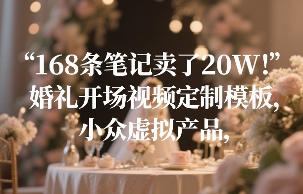 168条笔记卖了20W!婚礼开场视频定制模板,小众虚拟产品-优优云网创