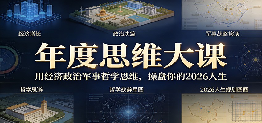 年度思维大课,用经济政治军事哲学思维,操盘你的2026人生-优优云网创