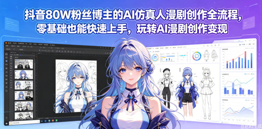 抖音80W粉丝博主的AI仿真人漫剧创作全流程,零基础也能快速上手,玩转AI漫剧创作变现-优优云网创