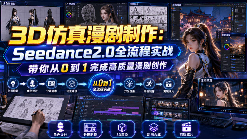 3D仿真漫剧制作：Seedance2.0全流程实战，带你从0到1完成高质量漫剧创作-优优云网创