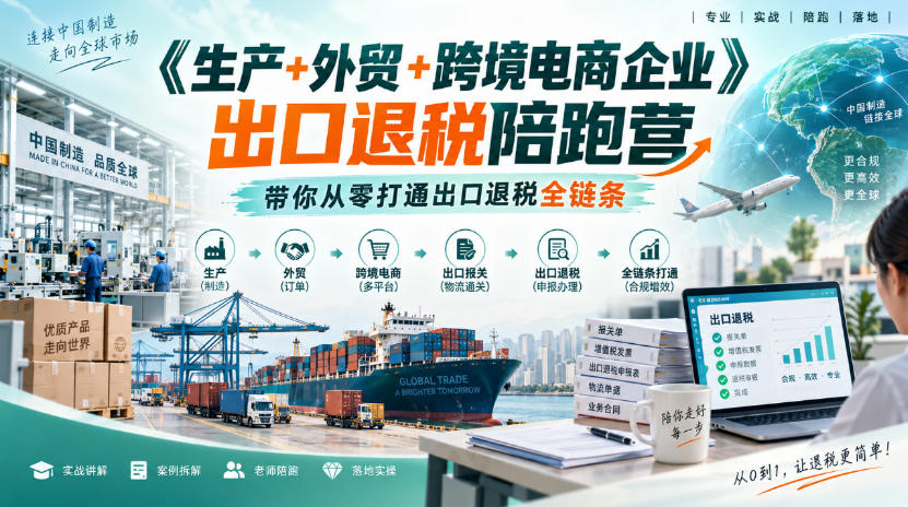 《生产+外贸+跨境电商企业》出口退税陪跑营,带你从零打通出口退税全链条-优优云网创-中创网