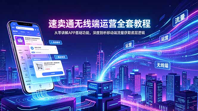速卖通无线端运营全套教程,从零讲解APP基础功能,深度剖析移动端流量获取底层逻辑-优优云网创