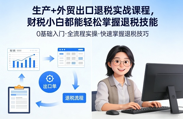 生产+外贸出口退税实战课程,财税小白都能轻松掌握退税技能-优优云网创